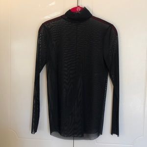 Mesh Sheer Long Sleeve Turtleneck
